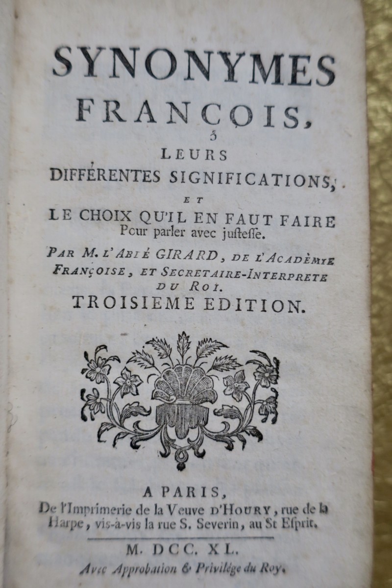 Details Sur Synonymes Francois Leurs Significations Et Le Choix 1740