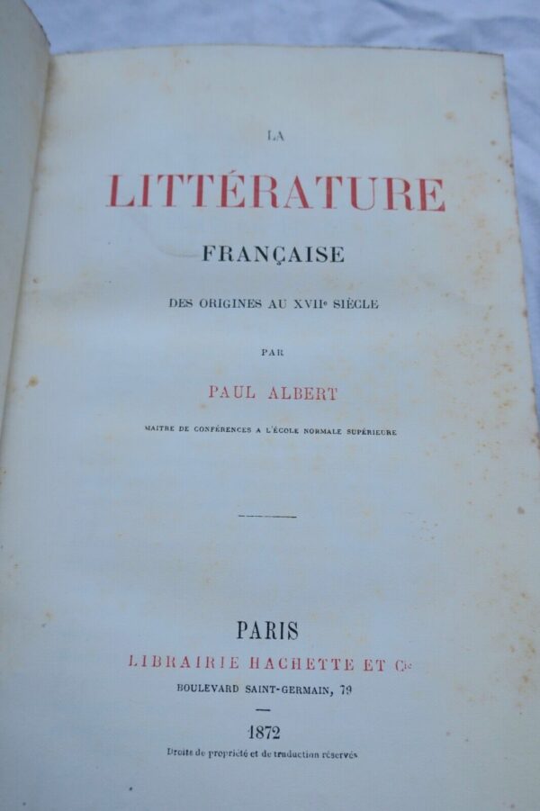 Albert Paul LA LITTERATURE FRANCAISE AU DIX-HUITIEME SIECLE 1872 – Image 9