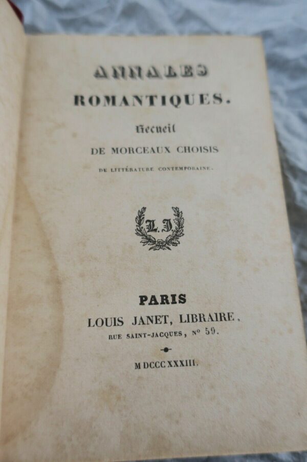 Annales romantiques Recueil morceaux choisis de littérature contemporaine 1833 – Image 4