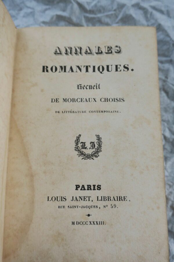 Annales romantiques Recueil morceaux choisis de littérature contemporaine 1833 – Image 10