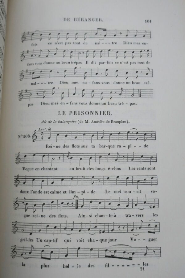 BERANGER MUSIQUE DES CHANSONS DE BERANGER - Airs notés anciens et modernes 1841 – Image 5