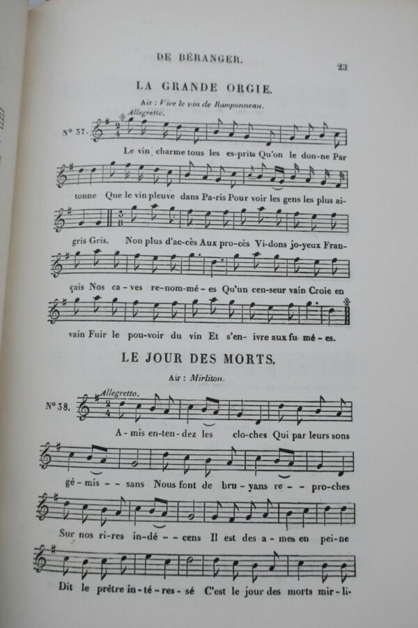 BERANGER MUSIQUE DES CHANSONS DE BERANGER - Airs notés anciens et modernes 1841 – Image 8