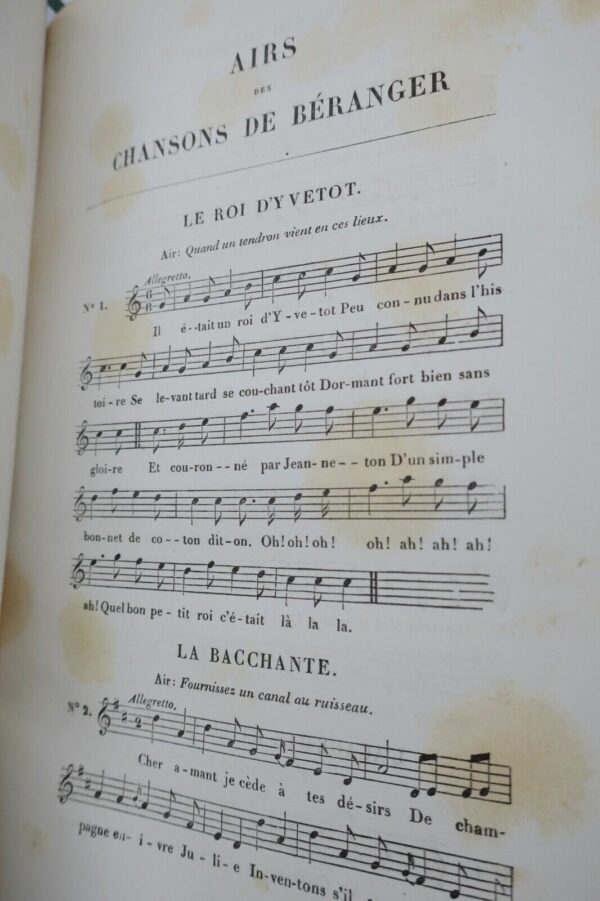 BERANGER MUSIQUE DES CHANSONS DE BERANGER - Airs notés anciens et modernes 1841 – Image 10