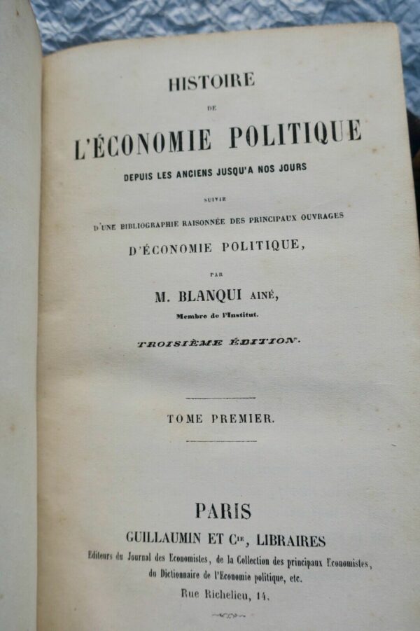 BLANQUI Histoire de l'économie politique en Europe depuis les anciens jusqu'... – Image 6