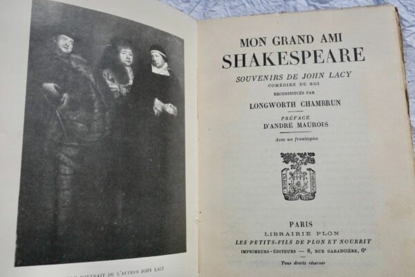 CHAMBRUN Longworth Mon grand ami Shakespeare, souvenirs de John Lacy + dédicace – Image 8