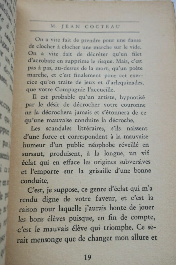 COCTEAU JEAN/MAUROIS ANDRE DISCOURS DE RECEPTION DE M. JEAN COCTEAU + dédicaces – Image 7