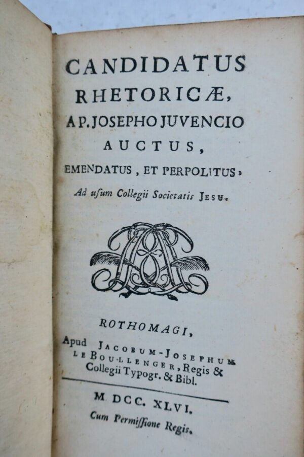 Candidatus rhetoricae AP. Josepho Juvencio auctus 1746 – Image 5