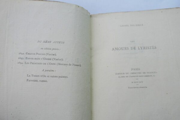 DES RIEUX (Lionel). Les Amours de Lyristès 1895 – Image 8