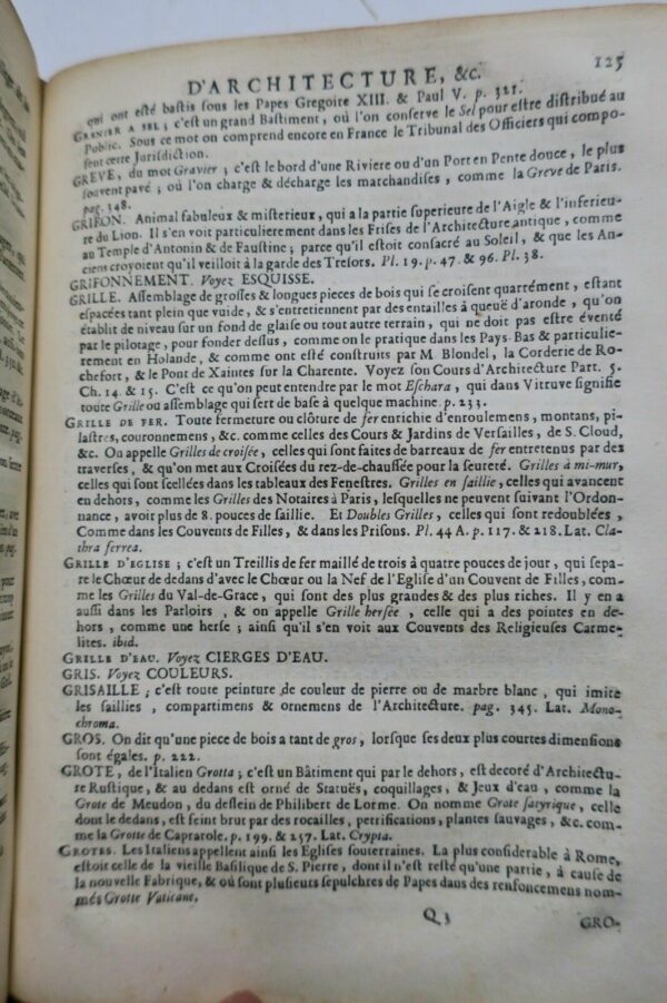 DEVILER Dictionnaire d'Architecture, ou Explications de tous les Termes, 1730 – Image 5