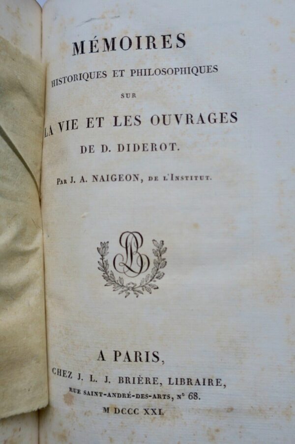 DIDEROT 1821 OEUVRES COMPLETES BRIERE – Image 11