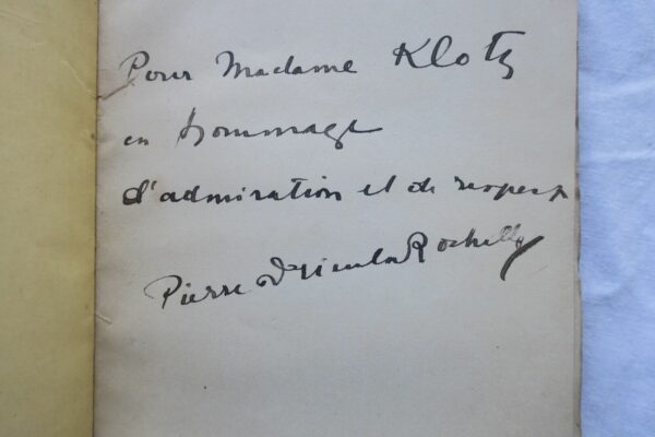 DRIEU LA ROCHELLE Pierre Interrogation 1917 + dédicace