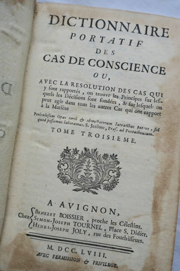 Dictionnaire portatif des cas de conscience 1758 – Image 3