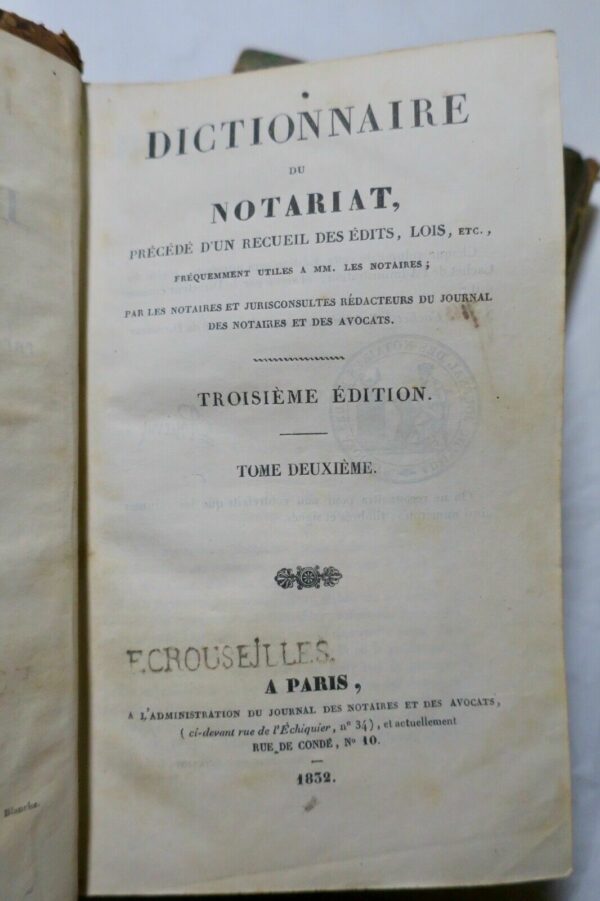 Droit Dictionnaire du Notariat précédé d'un recueil des édits, lois, etc.... – Image 4