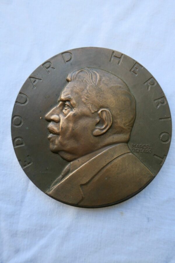 Edouard Herriot  bronze 80 mm., signé Marcel Renard