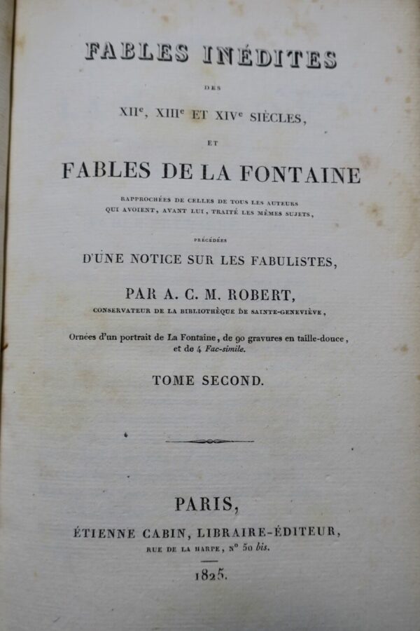  Fables inédites des XIIe, XIIIe et XIVe siècles, et Fables de La Fontaine 1825 – Image 4