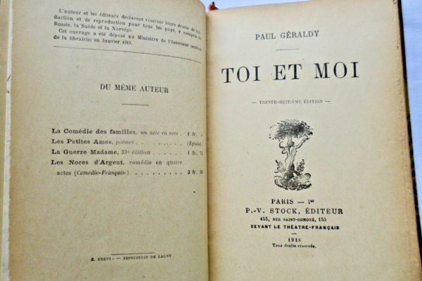 GERALDY Toi et Moi. 1918 + lettre de l'auteur – Image 9