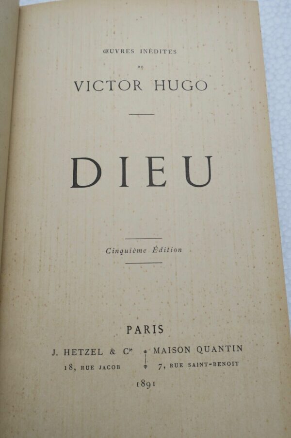 HUGO, Victor. Dieu J. Hetzel  1891 – Image 10