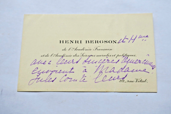 Henri Bergson belle carte autographe manuscrite