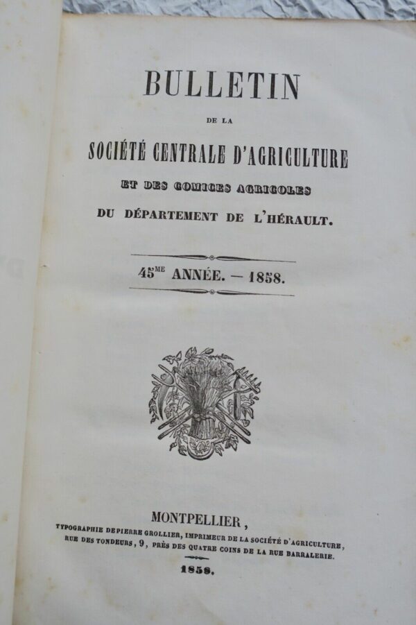 Hérault Bulletin de la sté centrale d'agriculture et des comices agricoles 1859 – Image 4