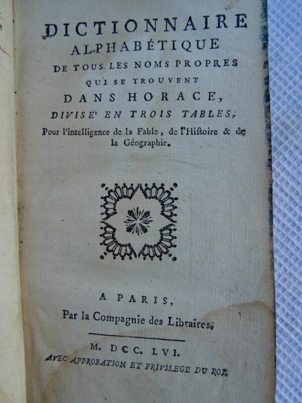 Horace Dictionnaire alphabétique de tous les noms propres.. Horace 1756 – Image 6