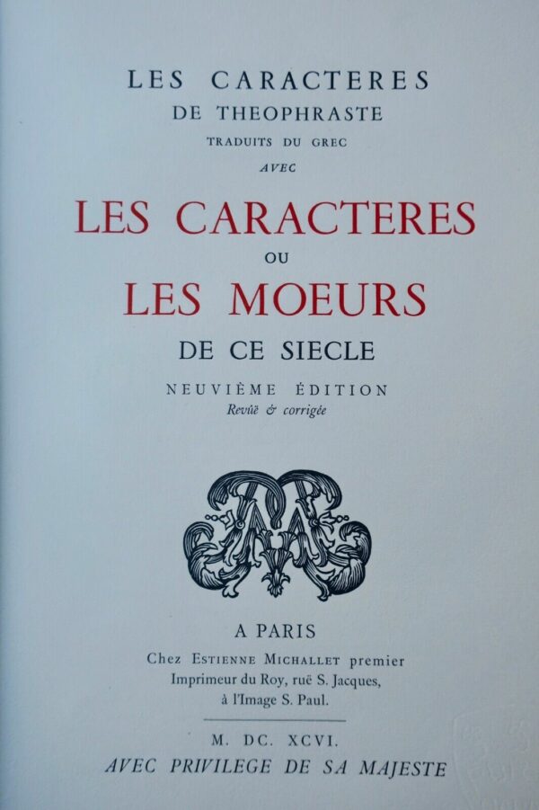 LA BRUYERE LES CARACTERES DE THEOPHRASTE TRADUIT DU GREC 1951 – Image 4