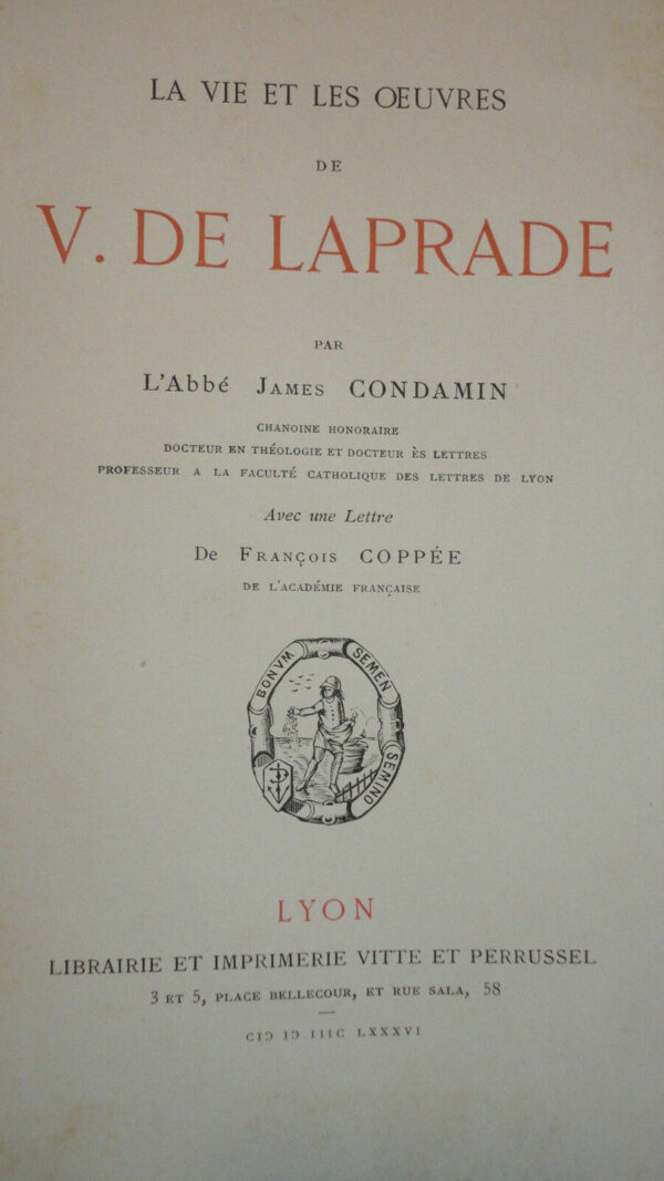 LAPRADE  La Vie et les Oeuvres de Victor de Laprade 1886 – Image 3