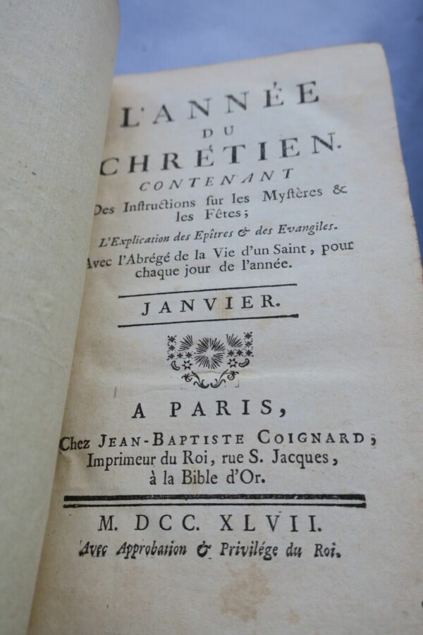 L'Année Chrétienne contenant les instructions sur les mystères et les fêtes 1747 – Image 7