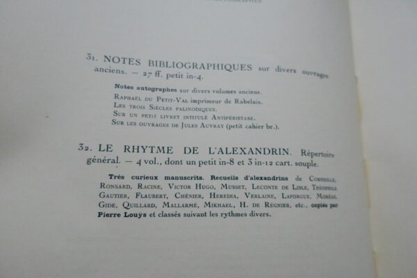 Louÿs Manuscrits de Pierre Louÿs et de divers auteurs contemporains 1926 – Image 12