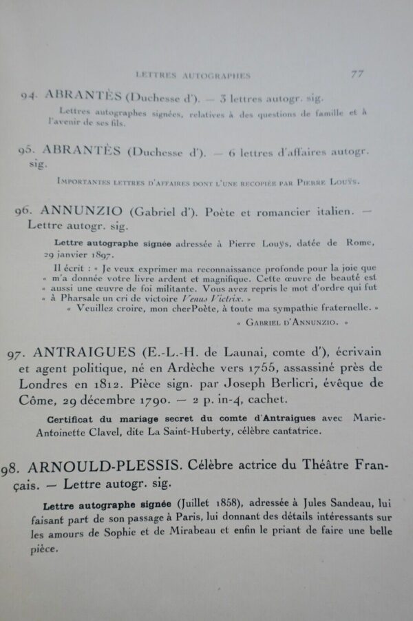 Louÿs Manuscrits de Pierre Louÿs et de divers auteurs contemporains 1926 – Image 5