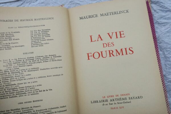 MAETERLINCK MAURICE. LA VIE DES FOURMIS- LE LIVRE DE DEMAIN – Image 7