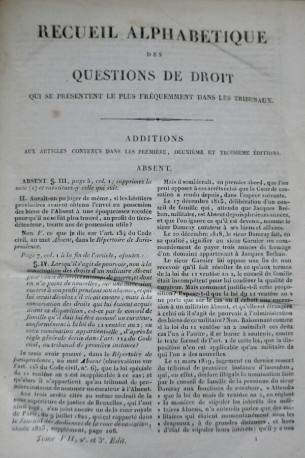 MERLIN M. Recueil Alphabétique des Questions de Droit 1827 – Image 4