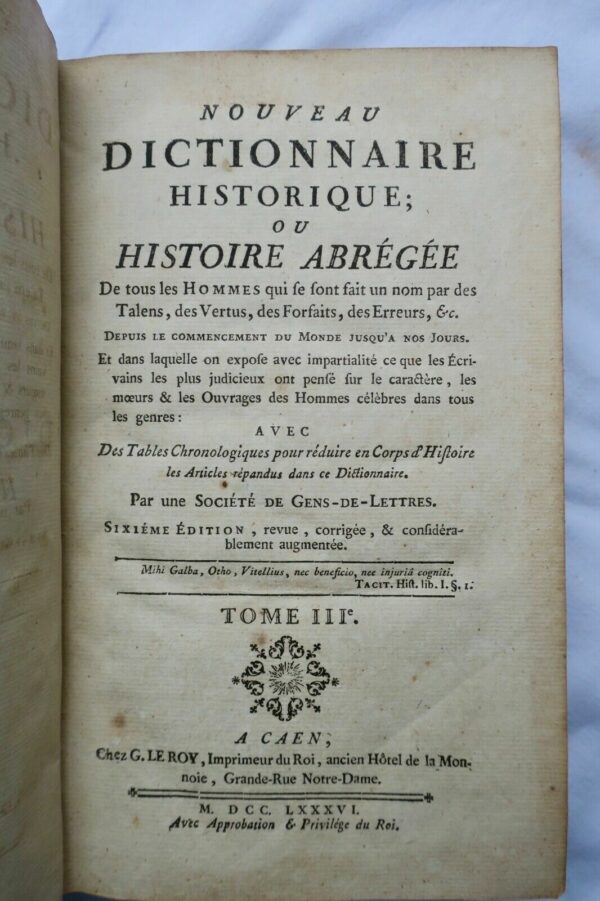 Nouveau dictionnaire historique, ou histoire abrégée de tous les hommes 1786 – Image 5