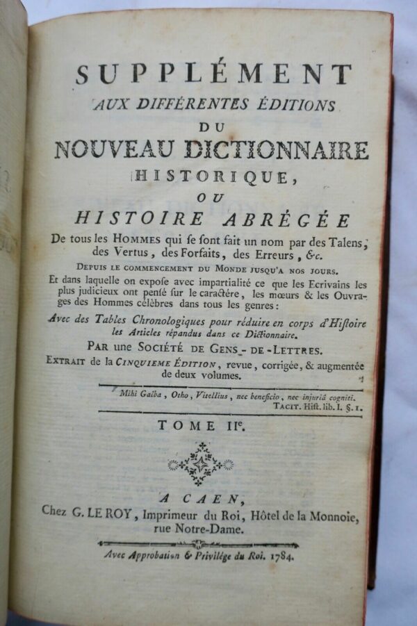 Nouveau dictionnaire historique, ou histoire abrégée de tous les hommes 1786 – Image 8