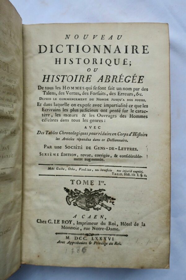 Nouveau dictionnaire historique, ou histoire abrégée de tous les hommes 1786 – Image 9