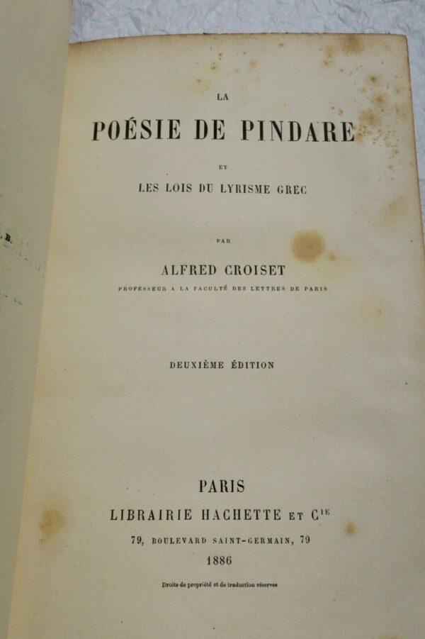 PINDARE La Poésie de Pindare et les lois du lyrisme grec 1886 – Image 9