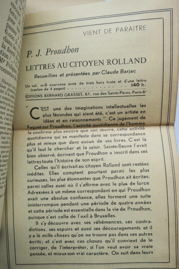 PROUDHON P.-J. Lettres au citoyen Rolland (5 octobre 1858-29 juillet 1862) – Image 9