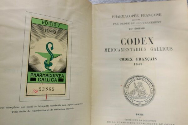 Pharmacopée française 1949 CODEX FRANCAIS