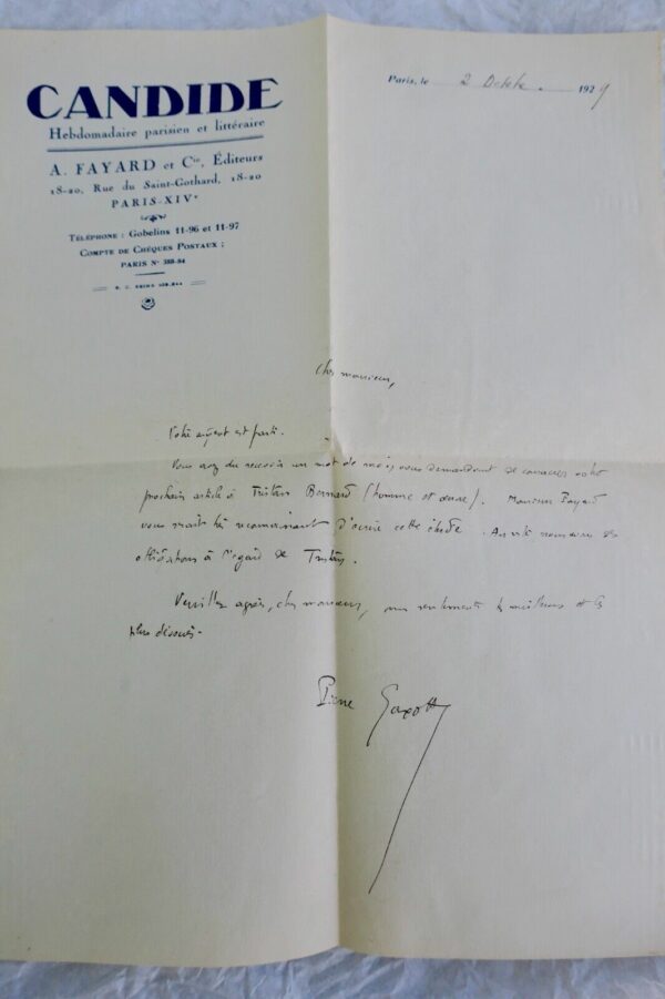 Pierre Gaxotte lettre autographe signée – Image 3