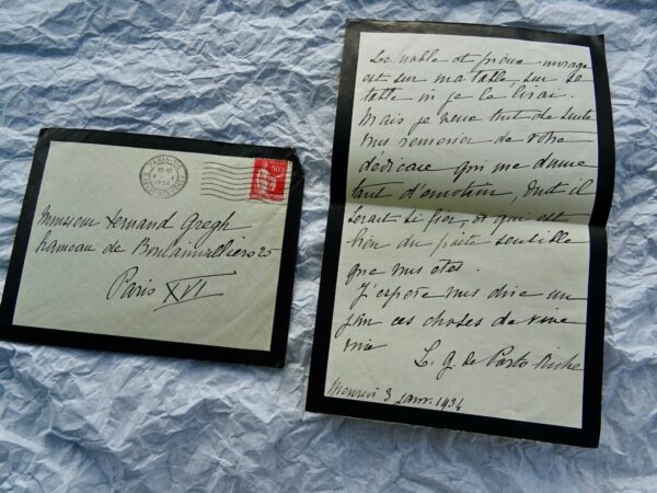 Porto Riche lettre autographe