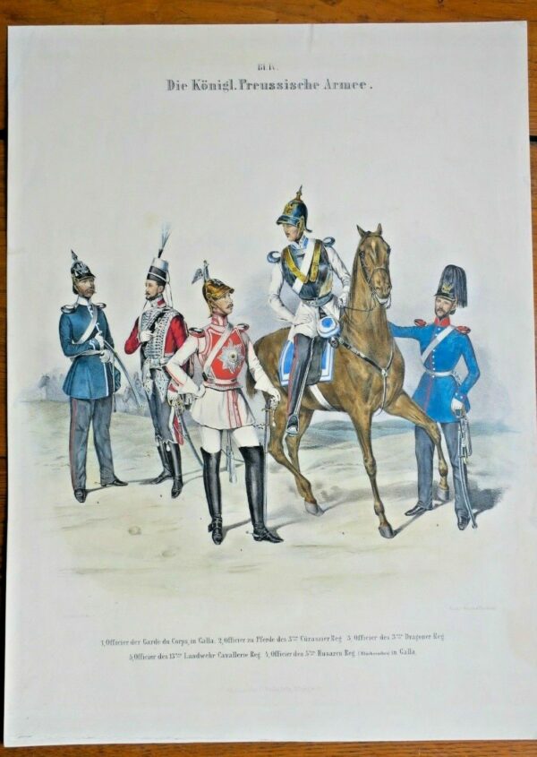 Prusse Die Königl. Preussische Armee 5 x lith. en couleur 30 x 40  cm – Image 9