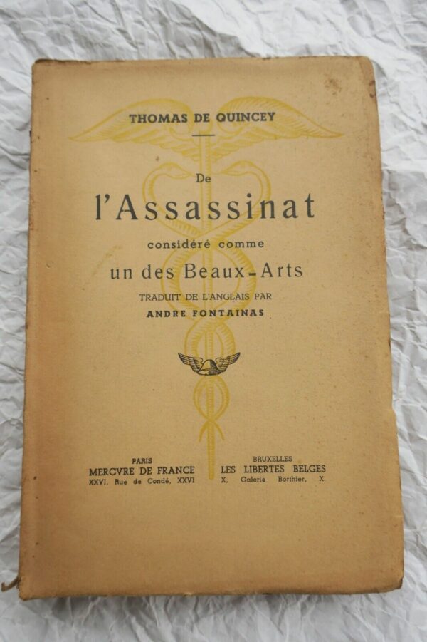 QUINCEY  de De l'Assassinat considéré comme un des Beaux-Arts