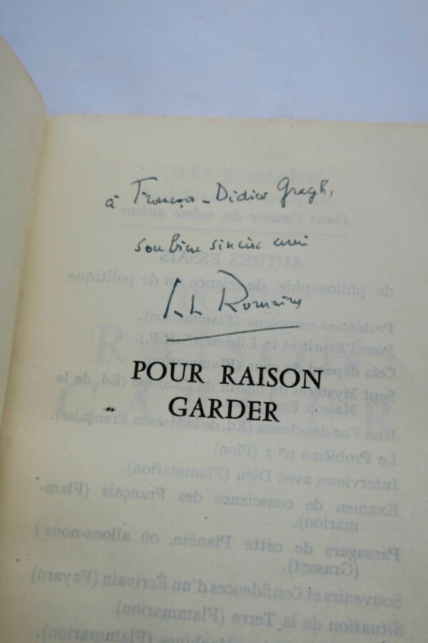 ROMAINS (Jules) Pour raison garder + dédicace – Image 3