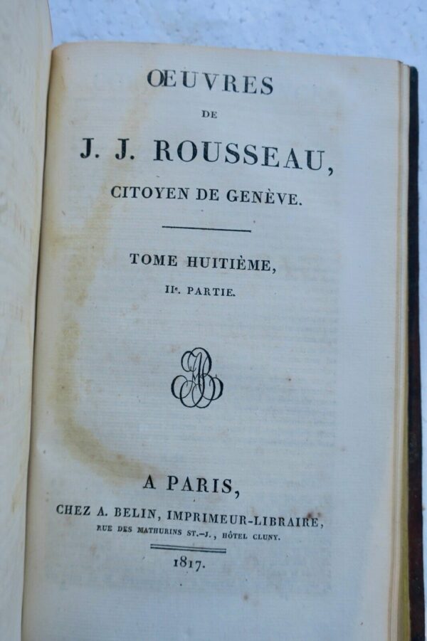 ROUSSEAU J.-J. OEUVRES DE J. J. ROUSSEAU, CITOYEN DE GENEVE 1817 – Image 5