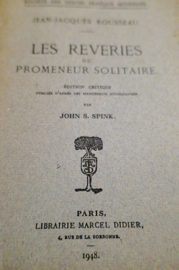 ROUSSEAU Jean-Jacques; John S. Spink Les Reveries du Promeneur Solitaire – Image 4