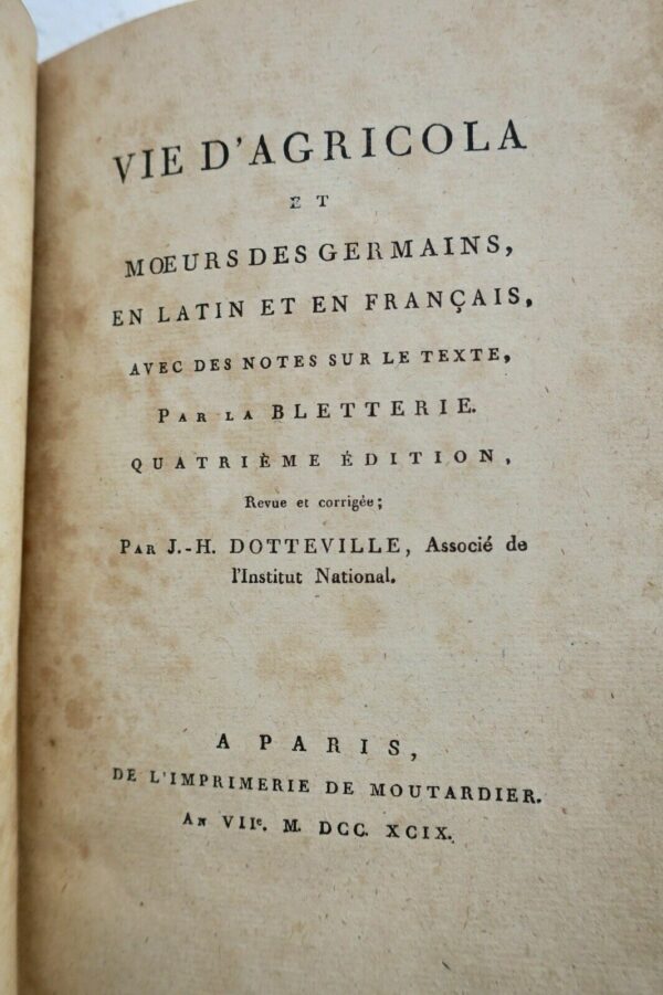 TACITE Vie d'Agricola, et des Moeurs des Germains ...1799 – Image 5