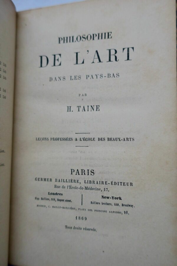 TAINE  Philosophie de l' Art 1865 – Image 4