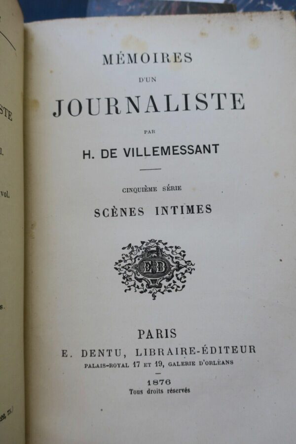 VILLEMESSANT Mémoires d'un Journaliste 1872 – Image 5