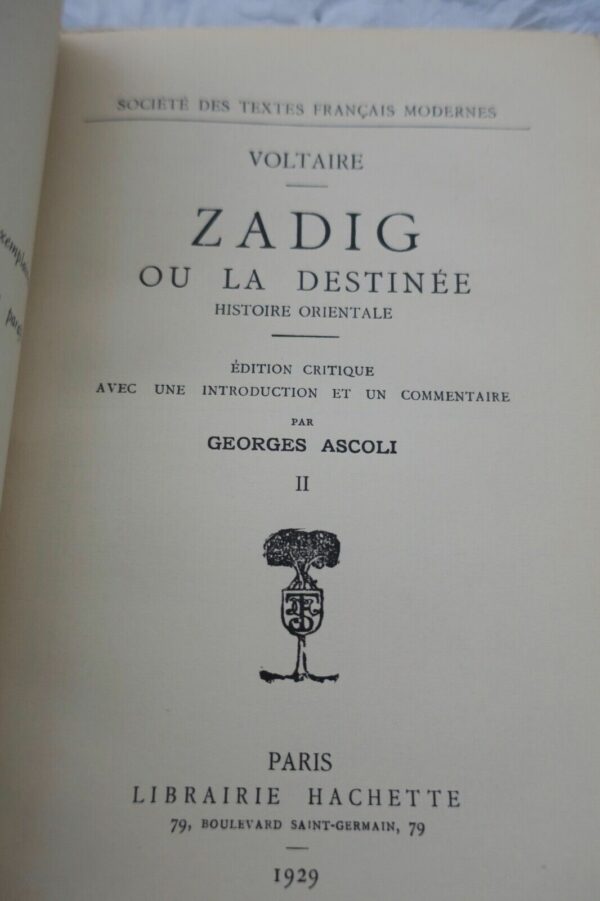 Voltaire ZADIG Edition critique 1929 – Image 10