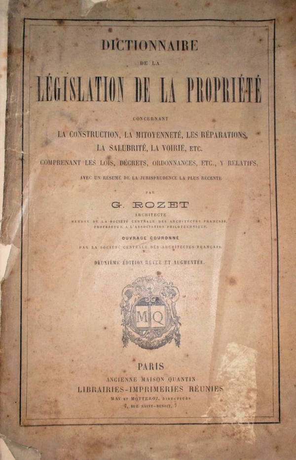 bati Dictionnaire de la législation de la propriété concernant la construction