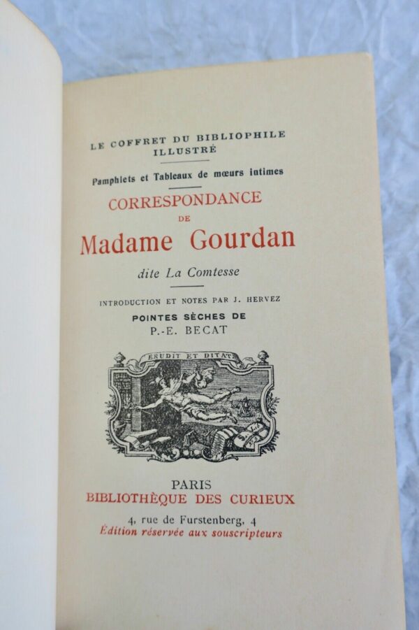 érotique  Correspondance de Madame Gourdan dite La Comtesse... Bécat – Image 4